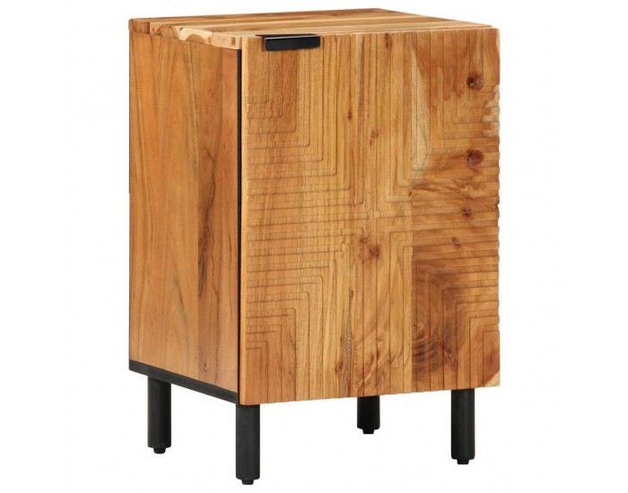 Sonata H Шкаф за баня с рафт с врата Кафяво Масивна акациева дървесина