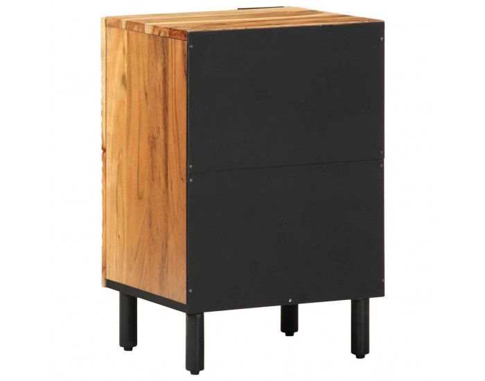 Sonata H Шкаф за баня с рафт с врата Кафяво Масивна акациева дървесина