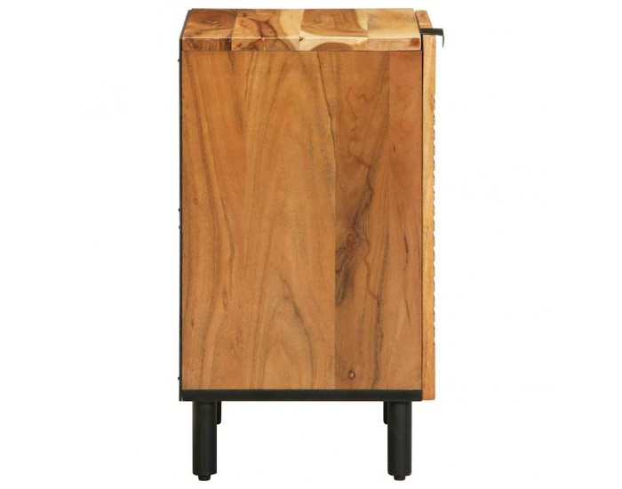 Sonata H Шкаф за баня с рафт с врата Кафяво Масивна акациева дървесина