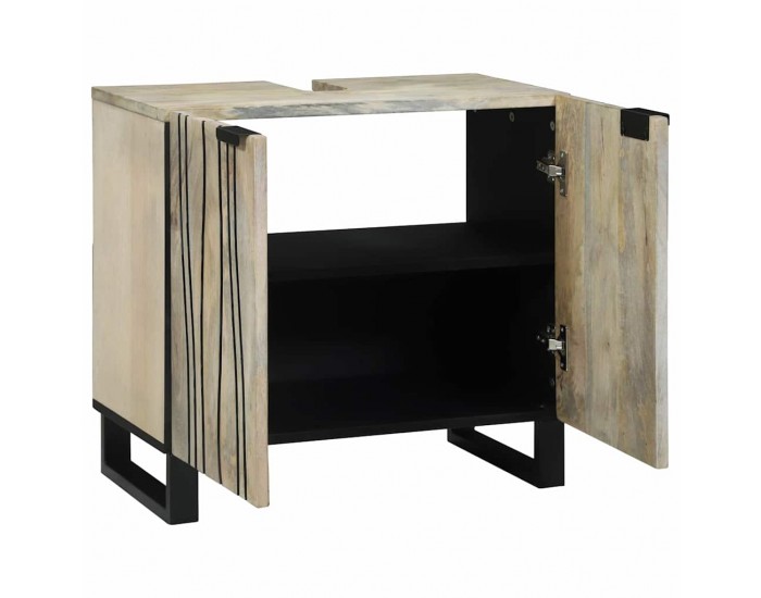 Sonata H Шкаф за мивка с рафт с врата Кафяв и черен 62 x 33 x 58 см