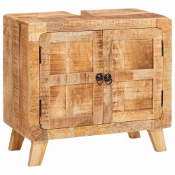 Sonata H Шкаф за баня Кафяво Солидно мангово дърво и инженерно дърво - Шкафове за баня