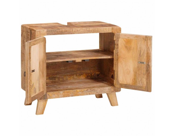 Sonata H Шкаф за баня Кафяво Солидно мангово дърво и инженерно дърво