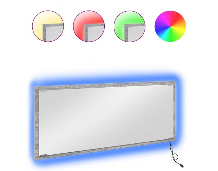 Sonata H Огледало с огледало Сив сонома 90 x 8.5 x 37 см Инженерно дърво