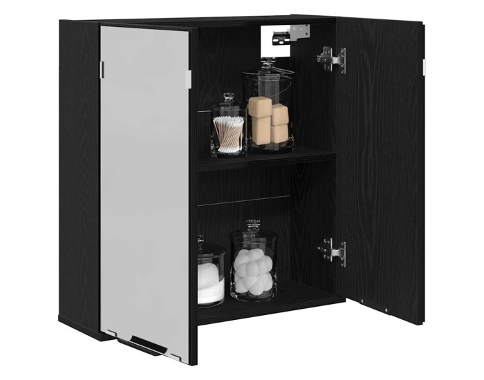 Sonata H Огледален шкаф за баня с рафт с врата Черен дъб 64 x 20 x 67 см