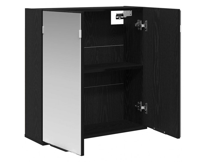 Sonata H Огледален шкаф за баня с рафт с врата Черен дъб 64 x 20 x 67 см