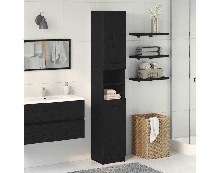 Sonata H Шкаф за баня Черен дъб 32 x 34 x 188.5 см Инженерно дърво