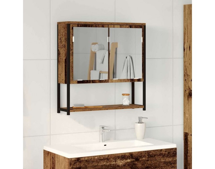 Sonata H Огледален шкаф за баня с рафт Старо дърво 60 x 16 x 60 см