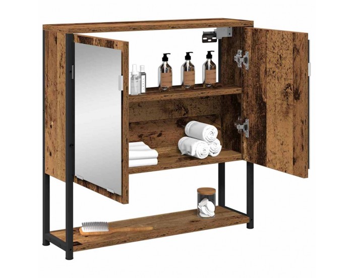 Sonata H Огледален шкаф за баня с рафт Старо дърво 60 x 16 x 60 см