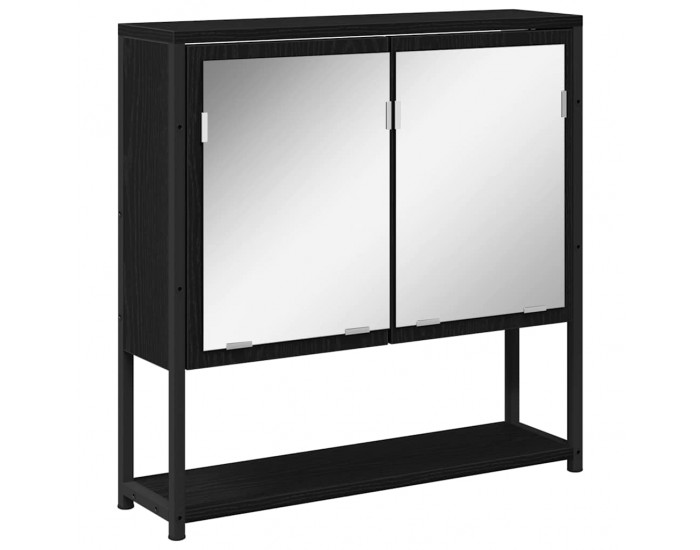 Sonata H Огледален шкаф за баня с рафт с врата Черен дъб 60 x 16 x 60 см