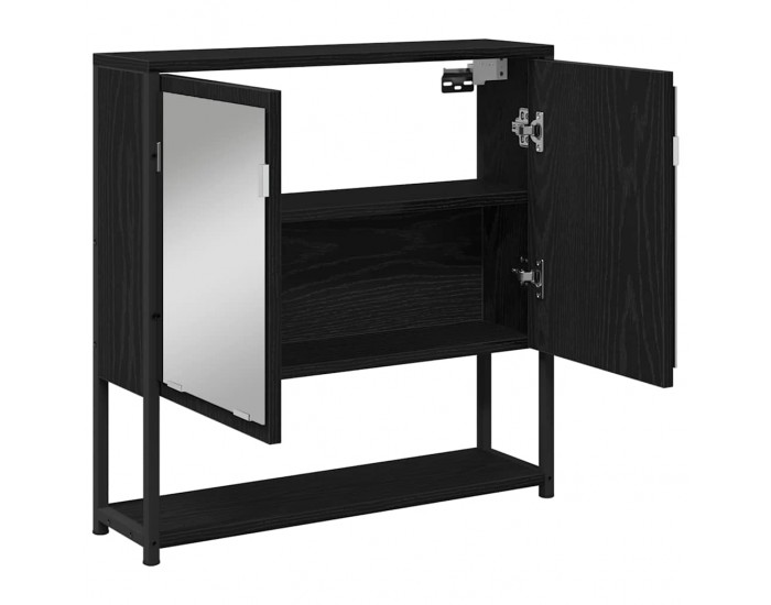 Sonata H Огледален шкаф за баня с рафт с врата Черен дъб 60 x 16 x 60 см