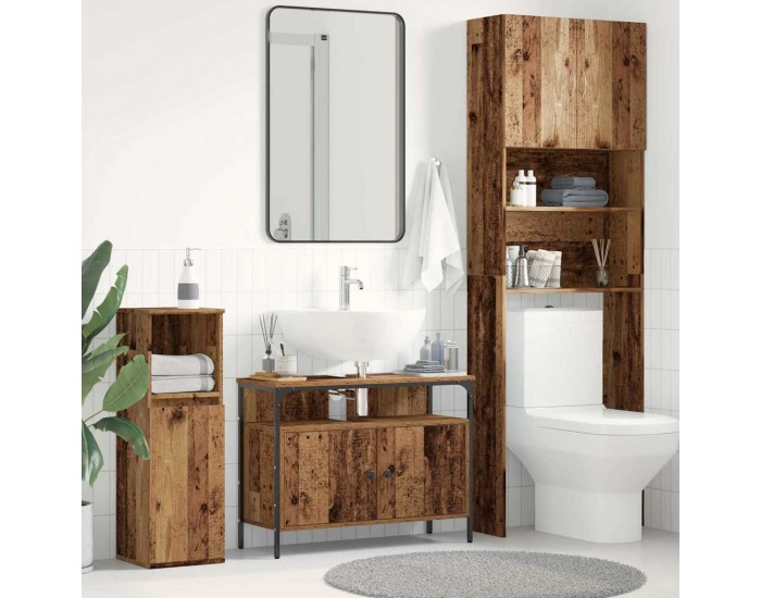 Sonata H Шкаф за мивка за баня с рафт Старо дърво 80 x 30 x 60 cm