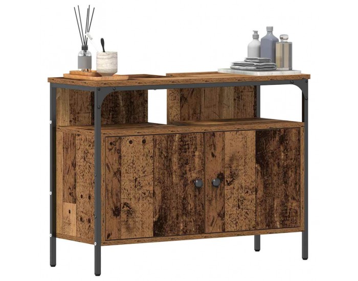 Sonata H Шкаф за мивка за баня с рафт Старо дърво 80 x 30 x 60 cm