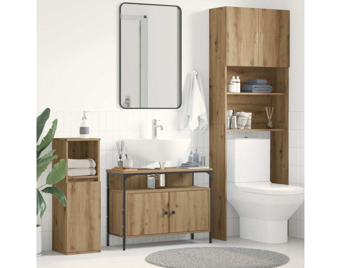 Sonata H Шкаф за мивка за баня с рафт дъб артизан 80 x 30 x 60 cm