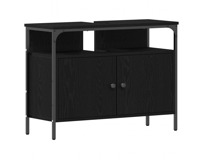 Sonata H Шкаф за мивка за баня Черен дъб 80 x 30 x 60 cm Инженерно дърво