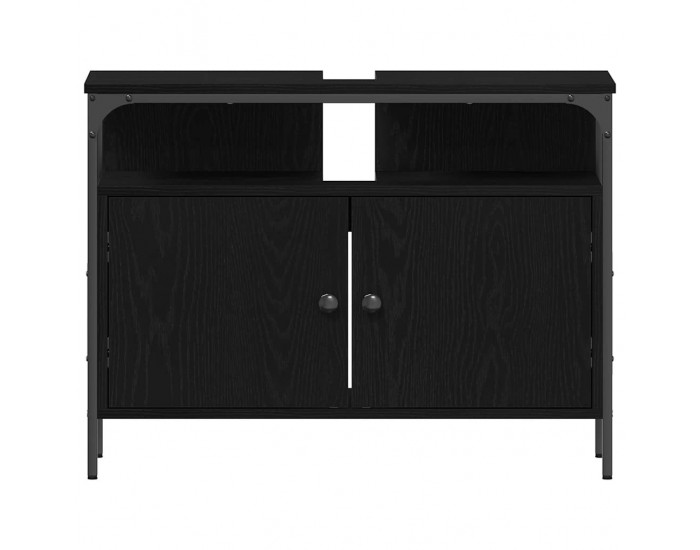 Sonata H Шкаф за мивка за баня Черен дъб 80 x 30 x 60 cm Инженерно дърво