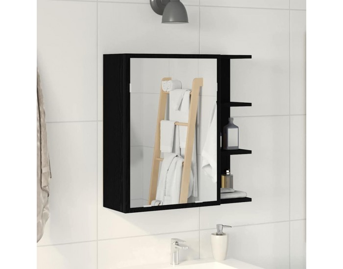 Sonata H Шкаф с огледало за баня с рафт Черен дъб 62.5 x 20.5 x 64 см