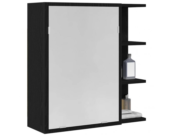 Sonata H Шкаф с огледало за баня с рафт Черен дъб 62.5 x 20.5 x 64 см