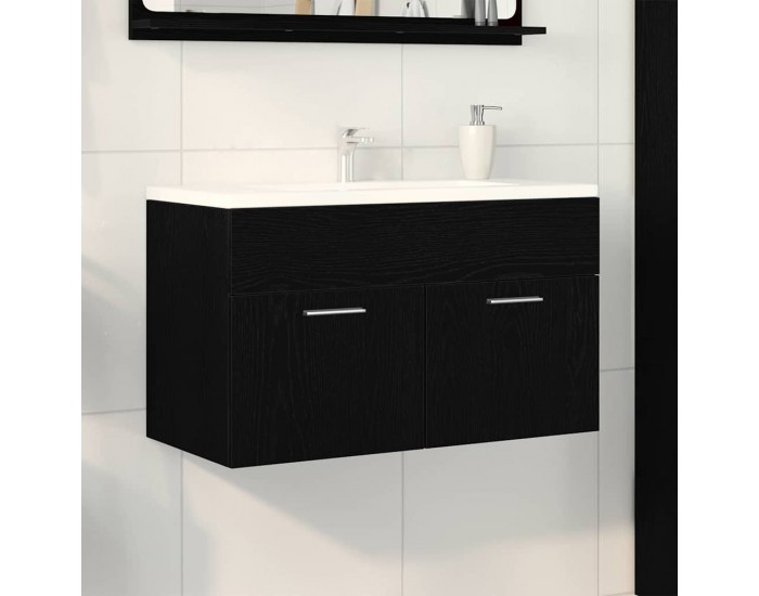 Sonata H Шкаф за мивка в баня със съхранение Черен дъб Инженерно дърво