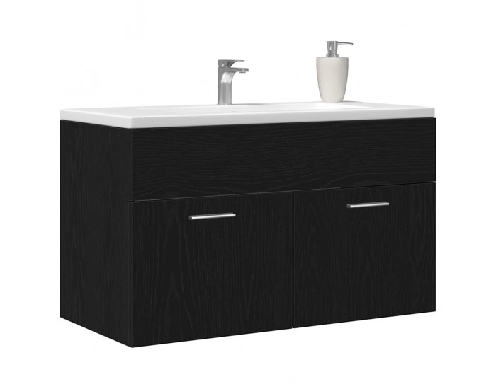 Sonata H Шкаф за мивка в баня със съхранение Черен дъб Инженерно дърво