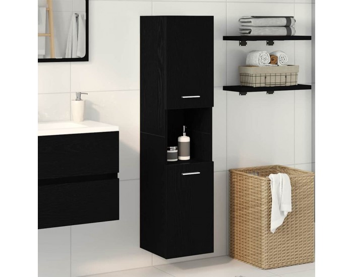 Sonata H Шкаф за баня с рафт Черния дъб 30 x 30 x 130 см Инженерно дърво