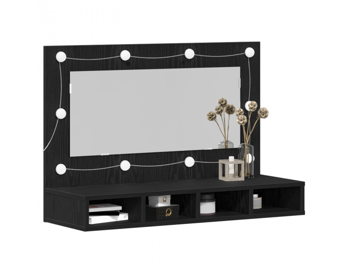 Sonata H Шкаф с огледало Черен дъб 90 x 31.5 x 62 см Инженерно дърво