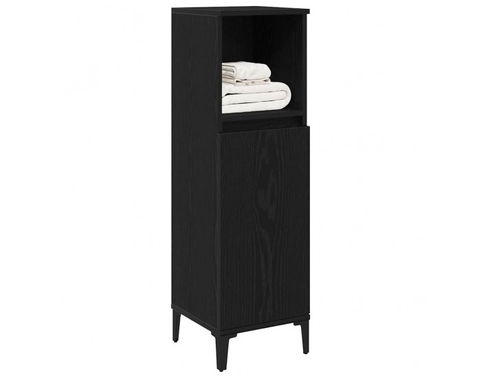 Sonata H Шкаф за баня с рафт Черен дъб 30 x 30 x 100 см Инженерно дърво