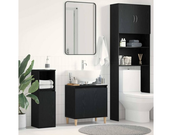 Sonata H Шкаф за мивка с рафт Черен дъб 58 x 33 x 60 см Инженерно дърво