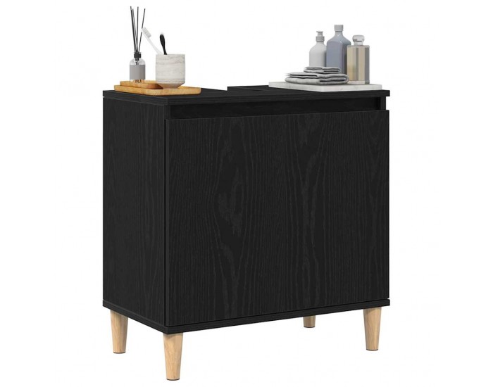 Sonata H Шкаф за мивка с рафт Черен дъб 58 x 33 x 60 см Инженерно дърво