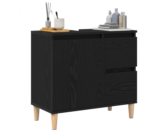 Sonata H Шкаф за баня с рафт Черен дъб 65 x 33 x 60 см Инженерно дърво