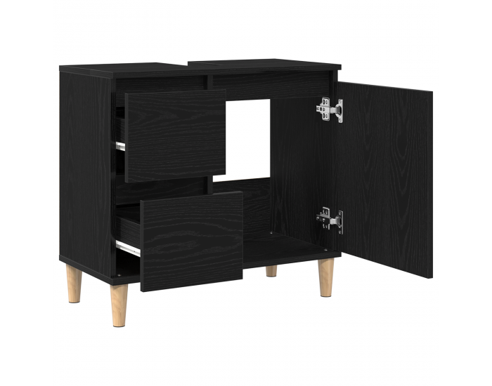 Sonata H Шкаф за баня с рафт Черен дъб 65 x 33 x 60 см Инженерно дърво