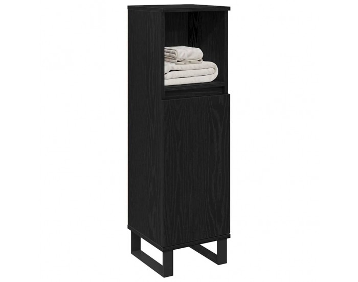 Sonata H Шкаф за баня с рафт Черен дъб 30 x 30 x 100 см Инженерно дърво