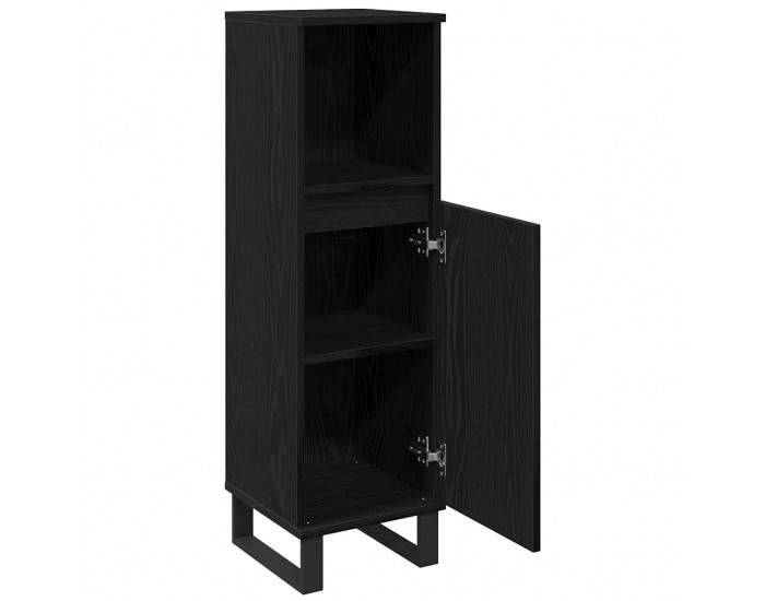 Sonata H Шкаф за баня с рафт Черен дъб 30 x 30 x 100 см Инженерно дърво