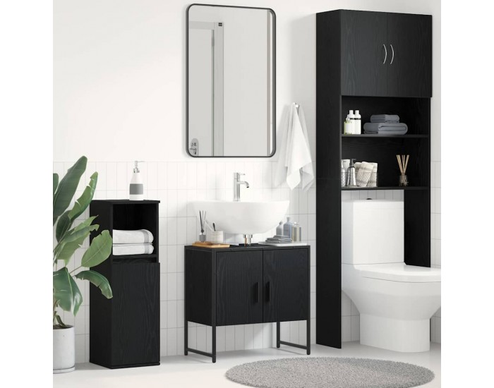 Sonata H Шкаф за мивка за баня Черен дъб 60 x 30 x 60 cm Инженерно дърво