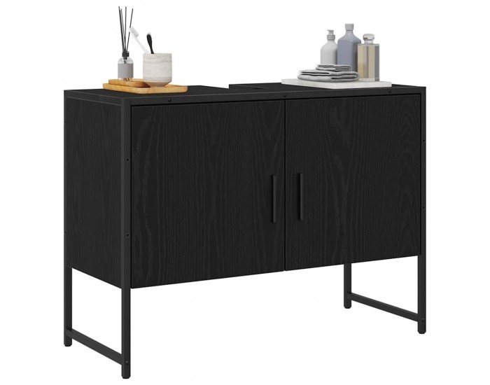 Sonata H Шкаф за мивка за баня Черен дъб 80 x 30 x 60 cm Инженерно дърво