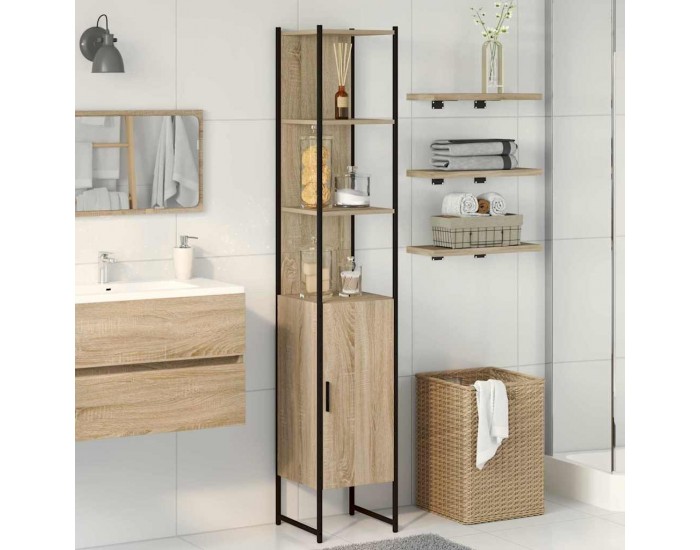 Sonata H Шкаф за баня с врата Бежово 33 x 33 x 185.5 см Инженерно дърво