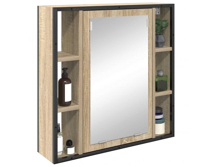 Sonata H Шкаф с огледало за баня Бежово 60 x 16 x 60 см Инженерно дърво