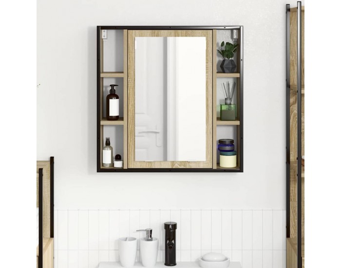 Sonata H Шкаф с огледало за баня Бежово 60 x 16 x 60 см Инженерно дърво