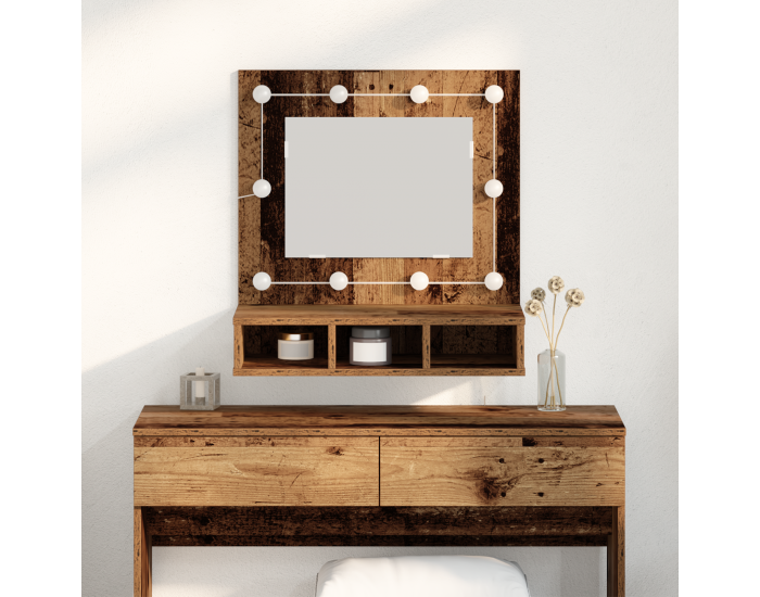 Sonata H Шкаф с огледало Старо дърво 62 x 31.5 x 62 см Инженерно дърво