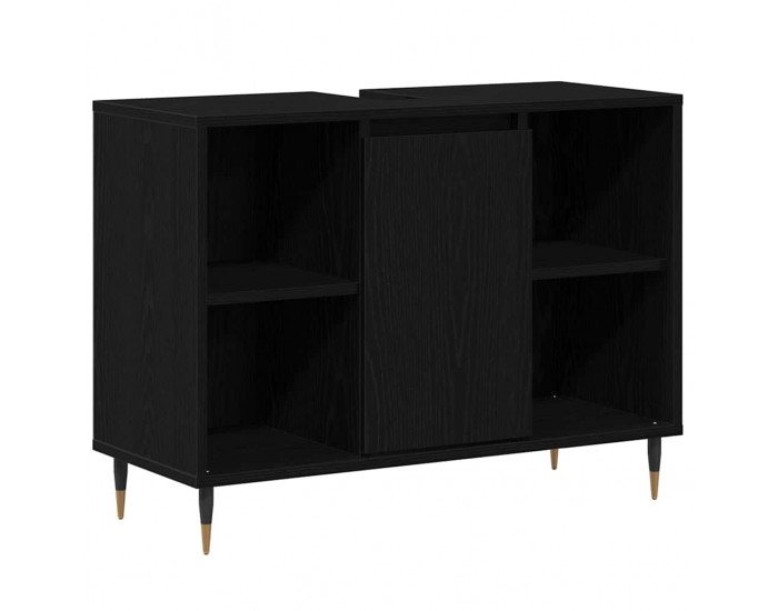 Sonata H Шкаф за баня с рафт Черен дъб 80 x 33 x 60 см Инженерно дърво