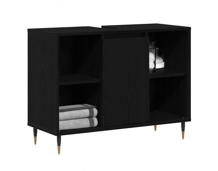 Sonata H Шкаф за баня с рафт Черен дъб 80 x 33 x 60 см Инженерно дърво