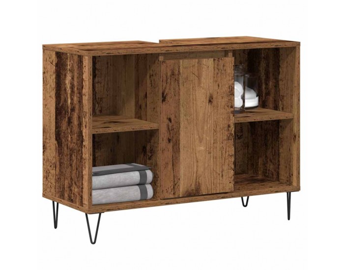 Sonata H Шкаф за баня с рафт Старо дърво 80 x 33 x 60 см Инженерно дърво