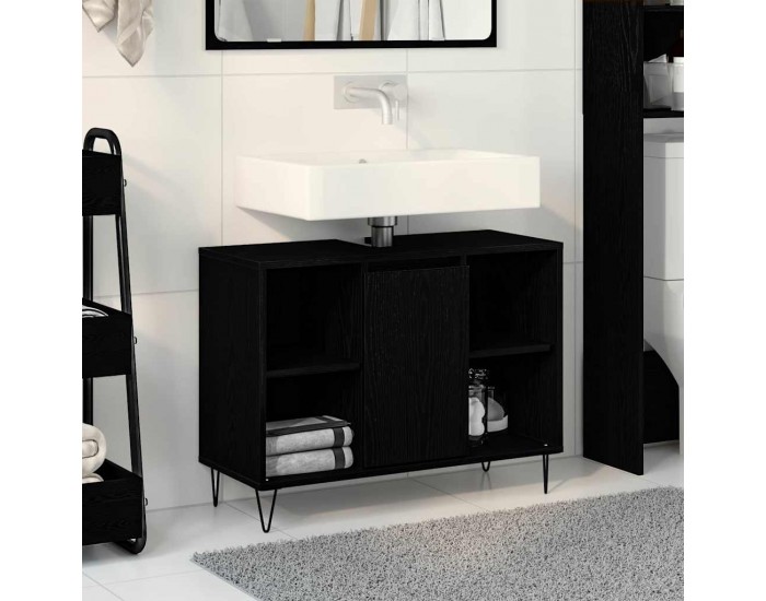 Sonata H Шкаф за баня с рафт Черен дъб 80 x 33 x 60 см Инженерно дърво