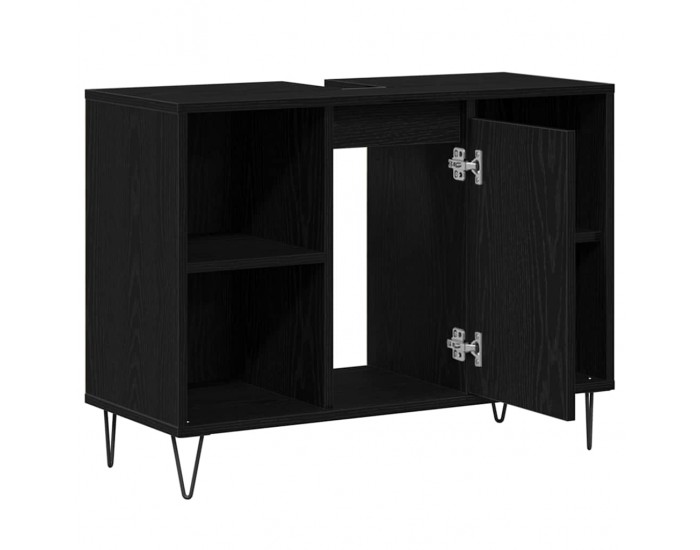 Sonata H Шкаф за баня с рафт Черен дъб 80 x 33 x 60 см Инженерно дърво