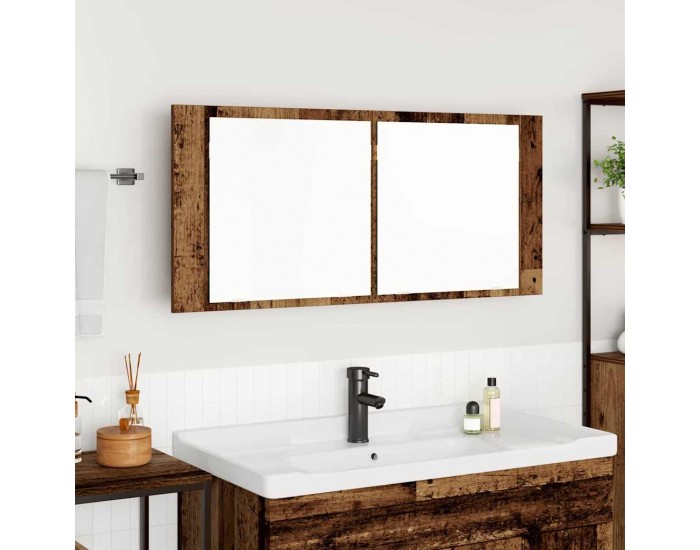 Sonata H LED Огледало за Съхранение с рафт Старо дърво 100 x 12 x 45 см