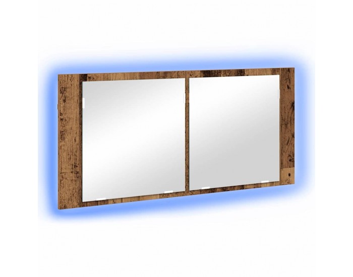 Sonata H LED Огледало за Съхранение с рафт Старо дърво 100 x 12 x 45 см