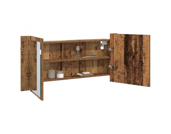 Sonata H LED Огледало за Съхранение с рафт Старо дърво 100 x 12 x 45 см