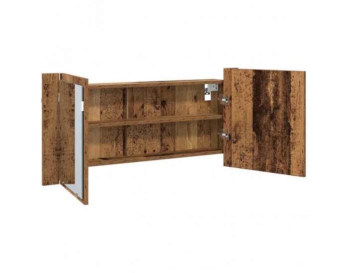 Sonata H LED Огледало за Съхранение с рафт Старо дърво 100 x 12 x 45 см