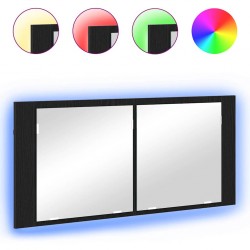 Sonata H LED Огледало за Съхранение с рафт Черен дъб 100 x 12 x 45 см - Шкафове за баня