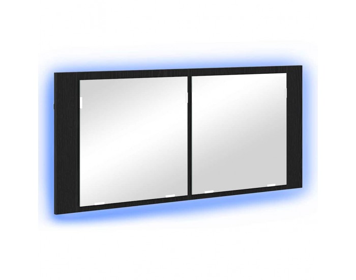 Sonata H LED Огледало за Съхранение с рафт Черен дъб 100 x 12 x 45 см