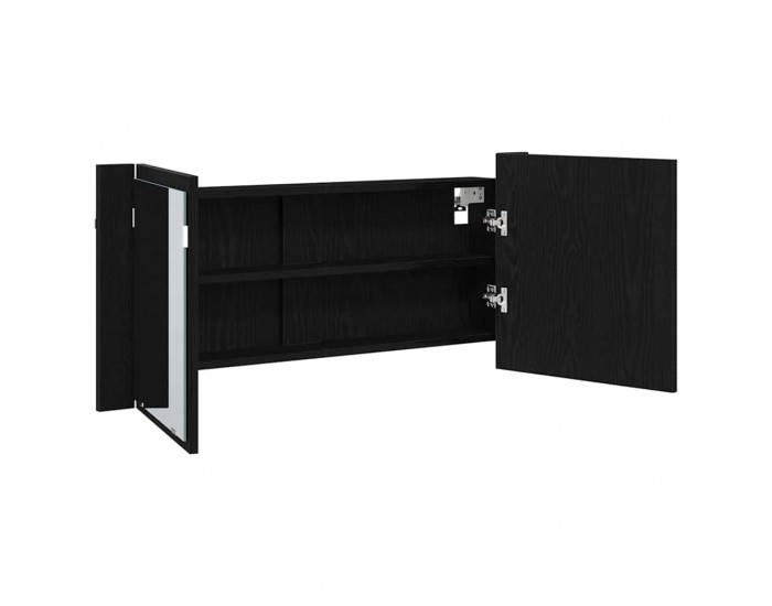 Sonata H LED Огледало за Съхранение с рафт Черен дъб 100 x 12 x 45 см